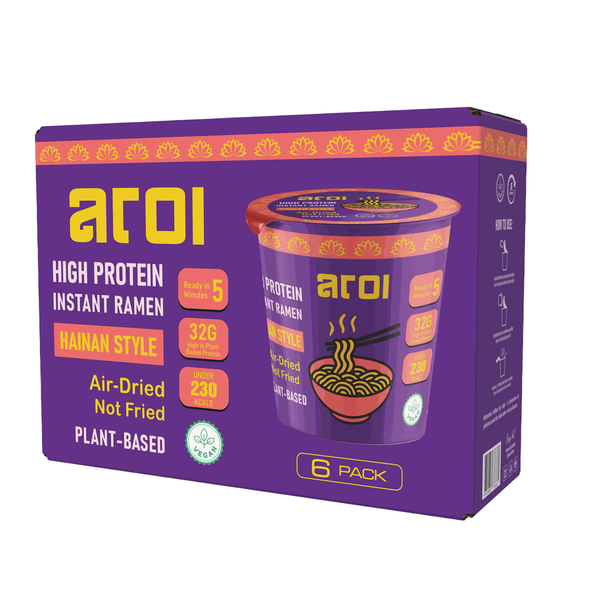 Aroi High Protein Instant Ramen Cup – Hainan No Chicken 6er Pack