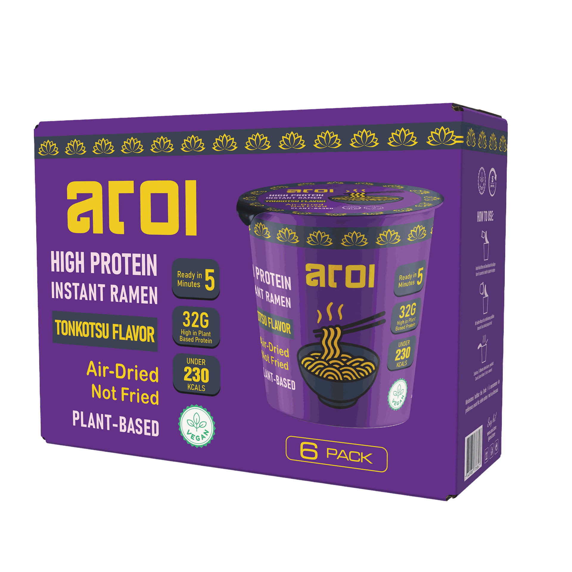 Aroi High Protein Instant Ramen Cup – Tonkotsu No Pork 6er Pack